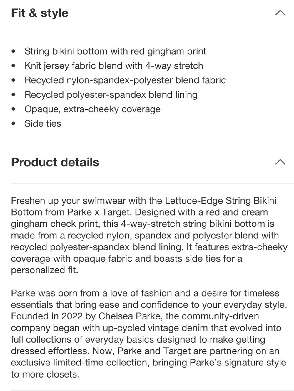 Women's Lettuce Edge String Bikini Bottom - Parke x Target Red Gingham Check XS - Picture 7 of 9